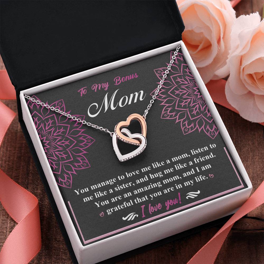 To My Bonus Mom – Interlocking Hearts Necklace
