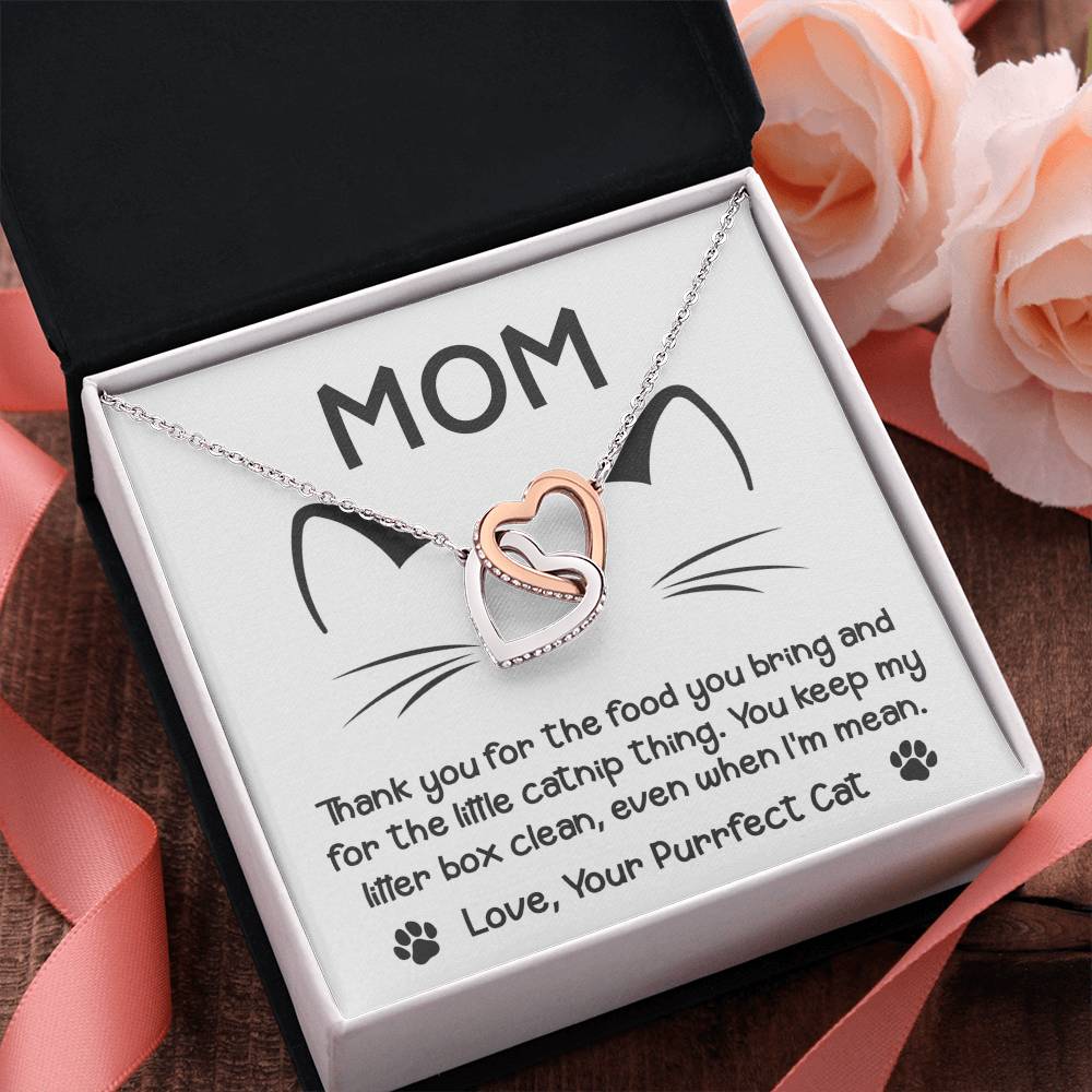 To My Purrfect Cat Mom – Interlocking Hearts Necklace from Your Feline Friend