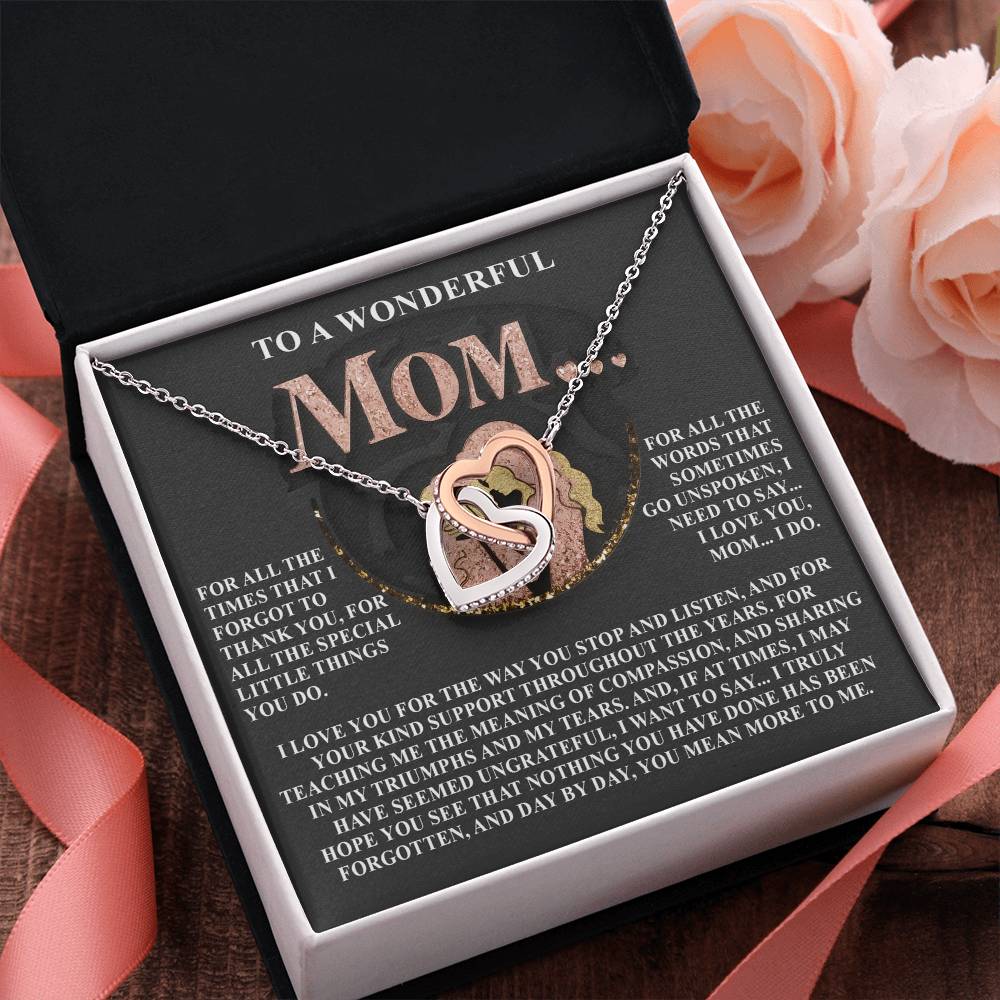 “You Mean More to Me, Mom” – Interlocking Hearts Necklace