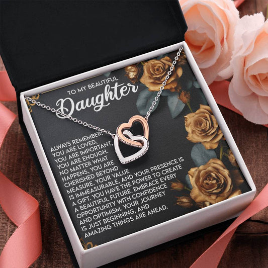 "Your Journey Is Just Beginning" – Interlocking Hearts Necklace for Daughter