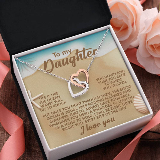 "Ride Every Wave" Interlocking Hearts Necklace