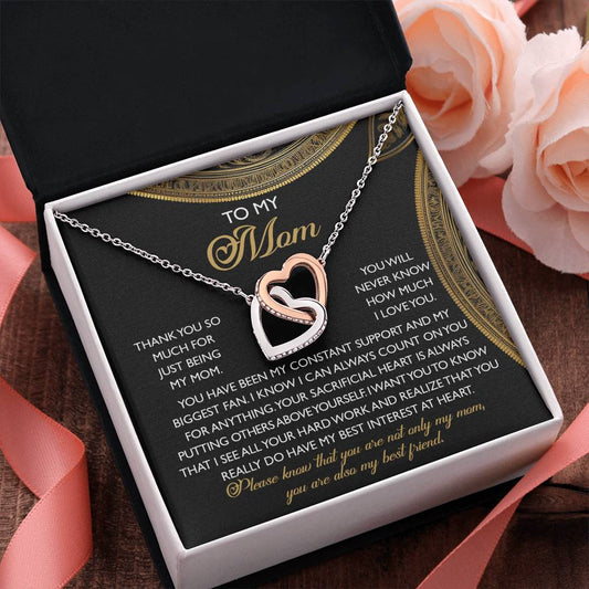 "My Mom, My Best Friend" – Interlocking Hearts Necklace