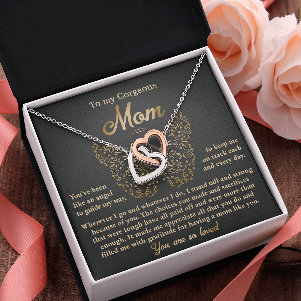 To My Angel Mom – Interlocking Hearts Necklace of Eternal Gratitude