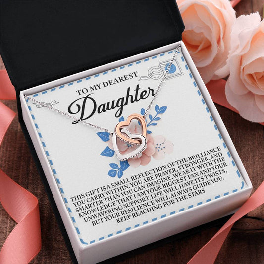 "Keep Reaching for the Stars" – Interlocking Hearts Necklace for Daughter