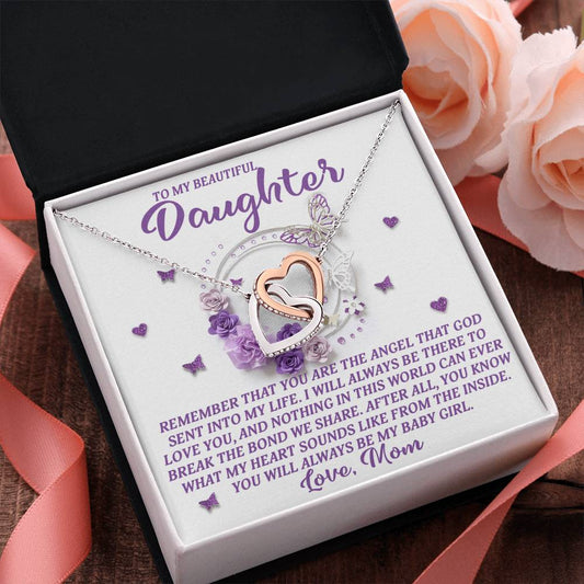 My Baby Girl Forever" Interlocking Hearts Necklace