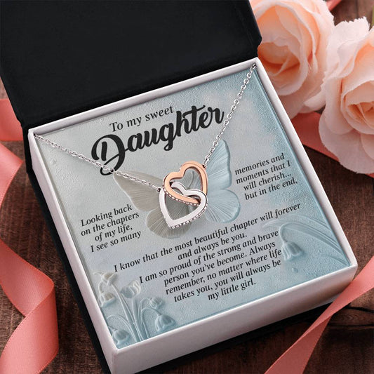 "My Most Beautiful Chapter" Interlocking Hearts Necklace