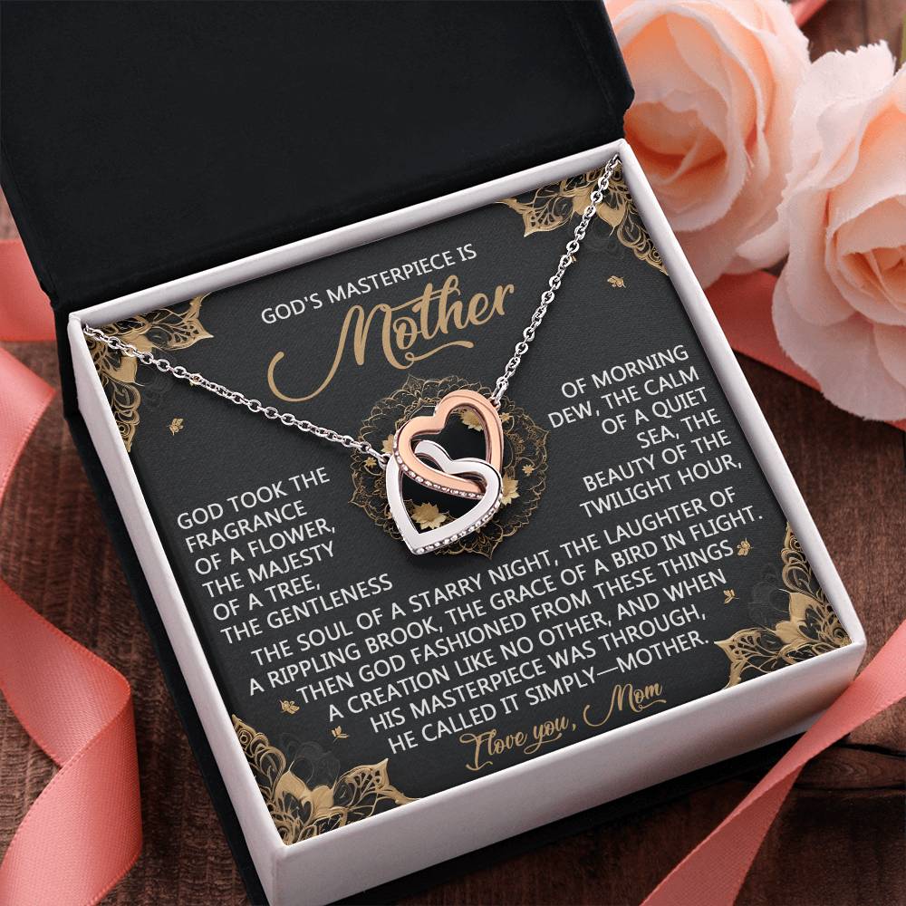 "God’s Masterpiece – Mother" Interlocking Hearts Necklace