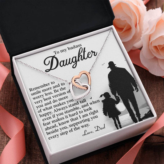 "To My Badass Daughter" Interlocking Hearts Necklace – From Dad
