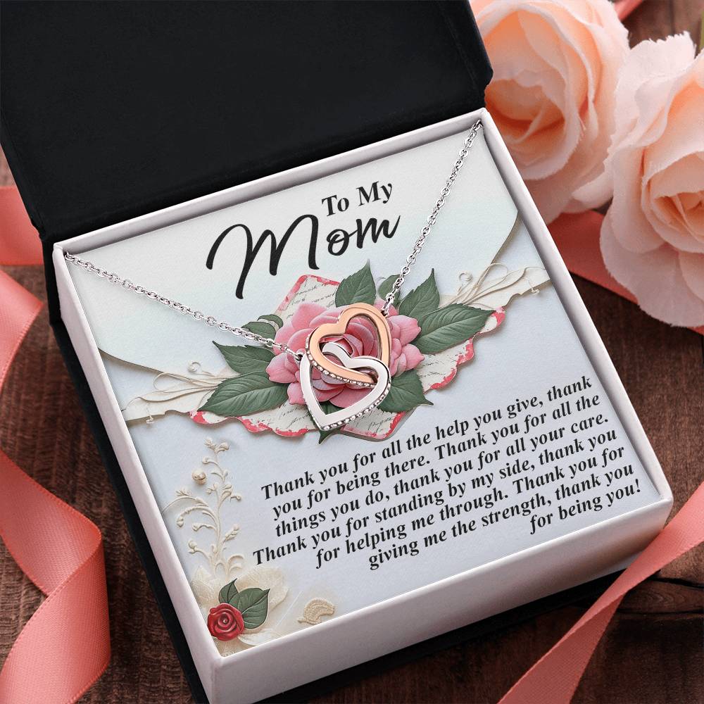 "Thank You for Being You" – Interlocking Hearts Necklace for Mom