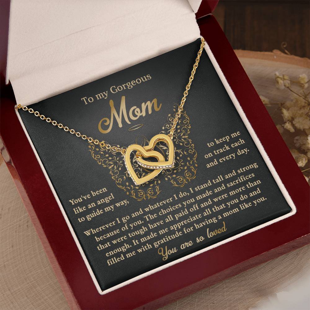To My Angel Mom – Interlocking Hearts Necklace of Eternal Gratitude