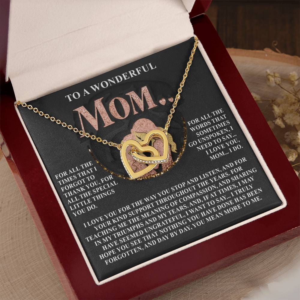 “You Mean More to Me, Mom” – Interlocking Hearts Necklace