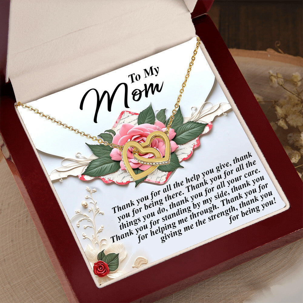 "Thank You for Being You" – Interlocking Hearts Necklace for Mom