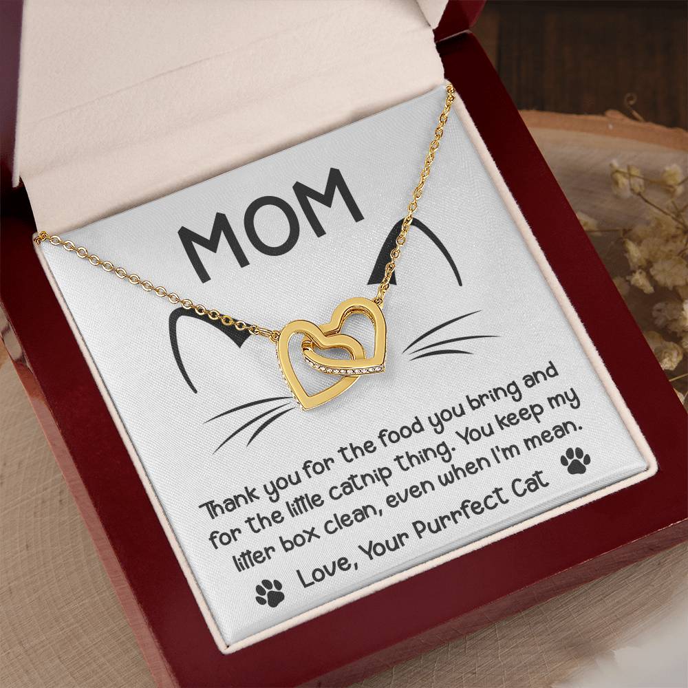 To My Purrfect Cat Mom – Interlocking Hearts Necklace from Your Feline Friend