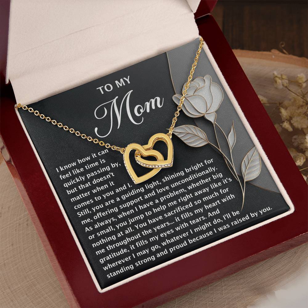 "Because I Was Raised by You" – Interlocking Hearts Necklace for Mom