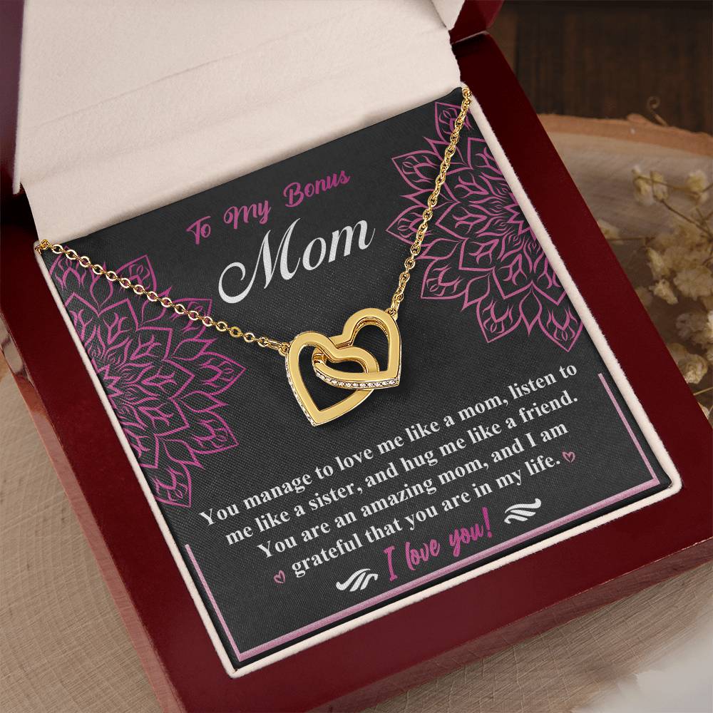To My Bonus Mom – Interlocking Hearts Necklace