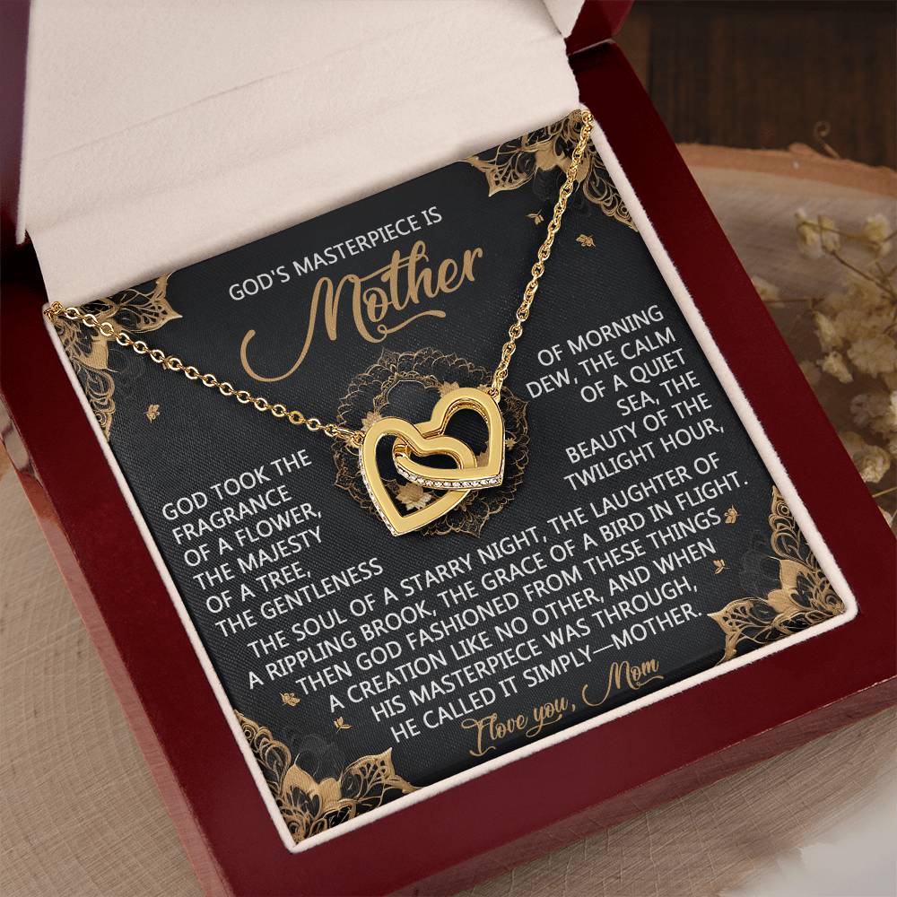 "God’s Masterpiece – Mother" Interlocking Hearts Necklace