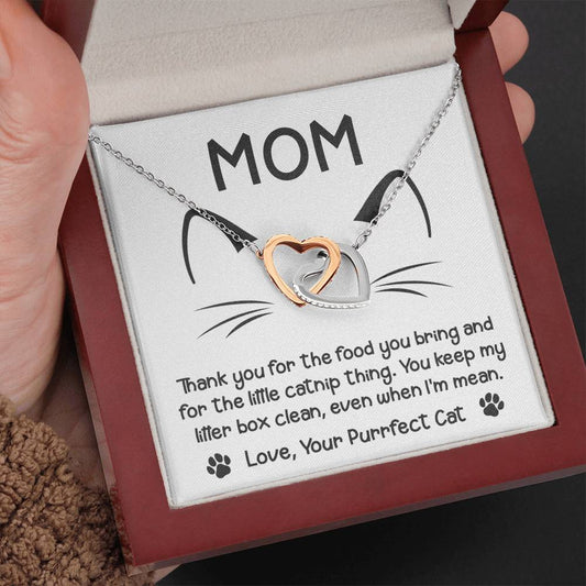 To My Purrfect Cat Mom – Interlocking Hearts Necklace from Your Feline Friend