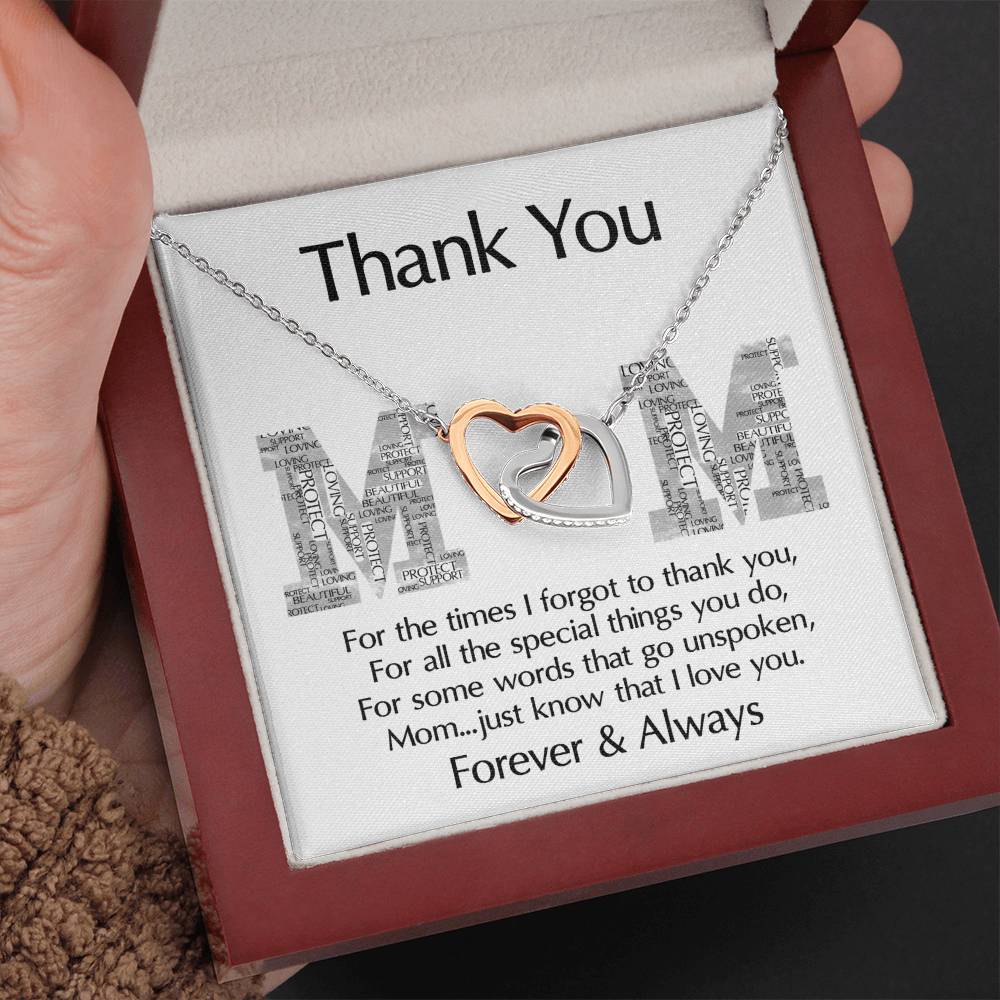 Forever & Always – Thank You, Mom Interlocking Hearts Necklace