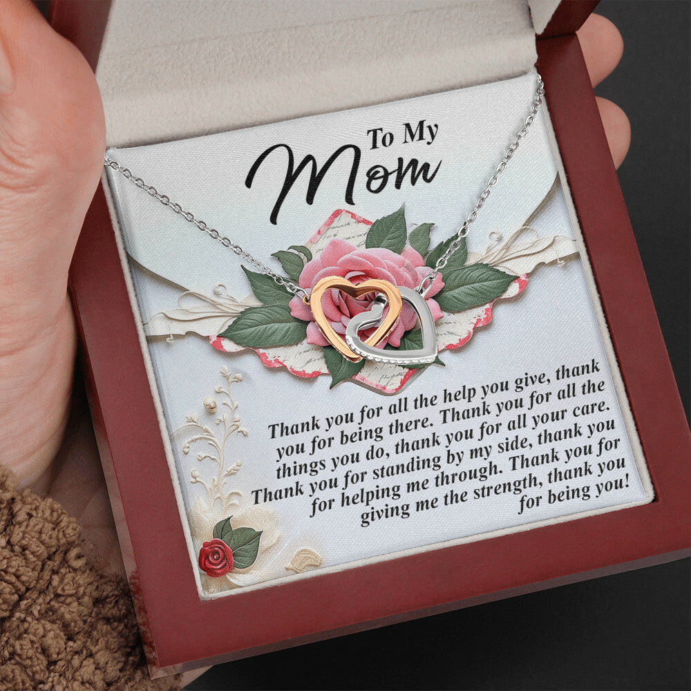 "Thank You for Being You" – Interlocking Hearts Necklace for Mom