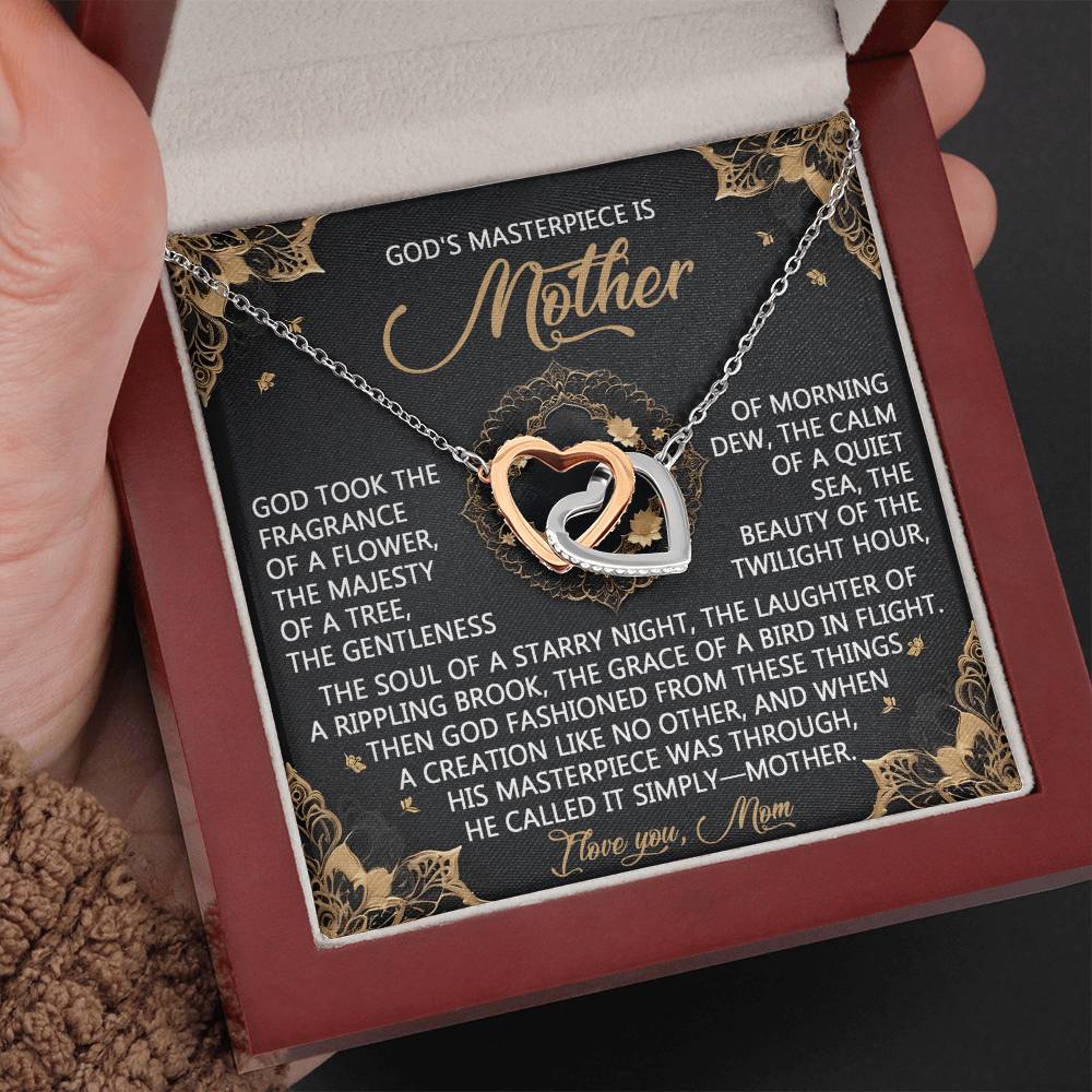 "God’s Masterpiece – Mother" Interlocking Hearts Necklace