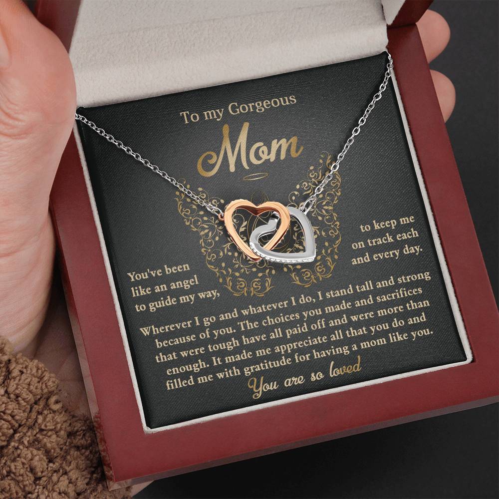 To My Angel Mom – Interlocking Hearts Necklace of Eternal Gratitude