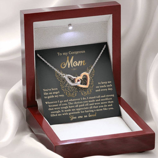 To My Angel Mom – Interlocking Hearts Necklace of Eternal Gratitude