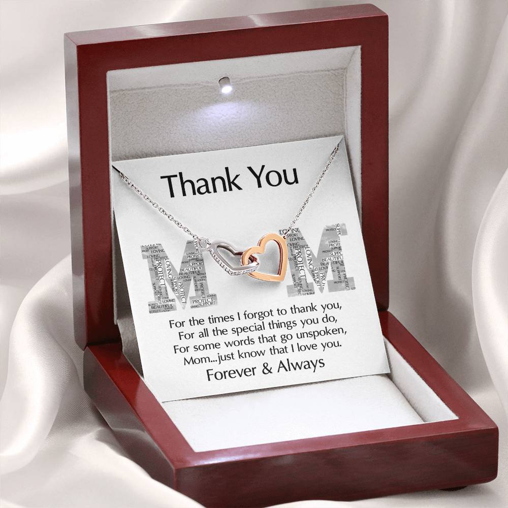 Forever & Always – Thank You, Mom Interlocking Hearts Necklace