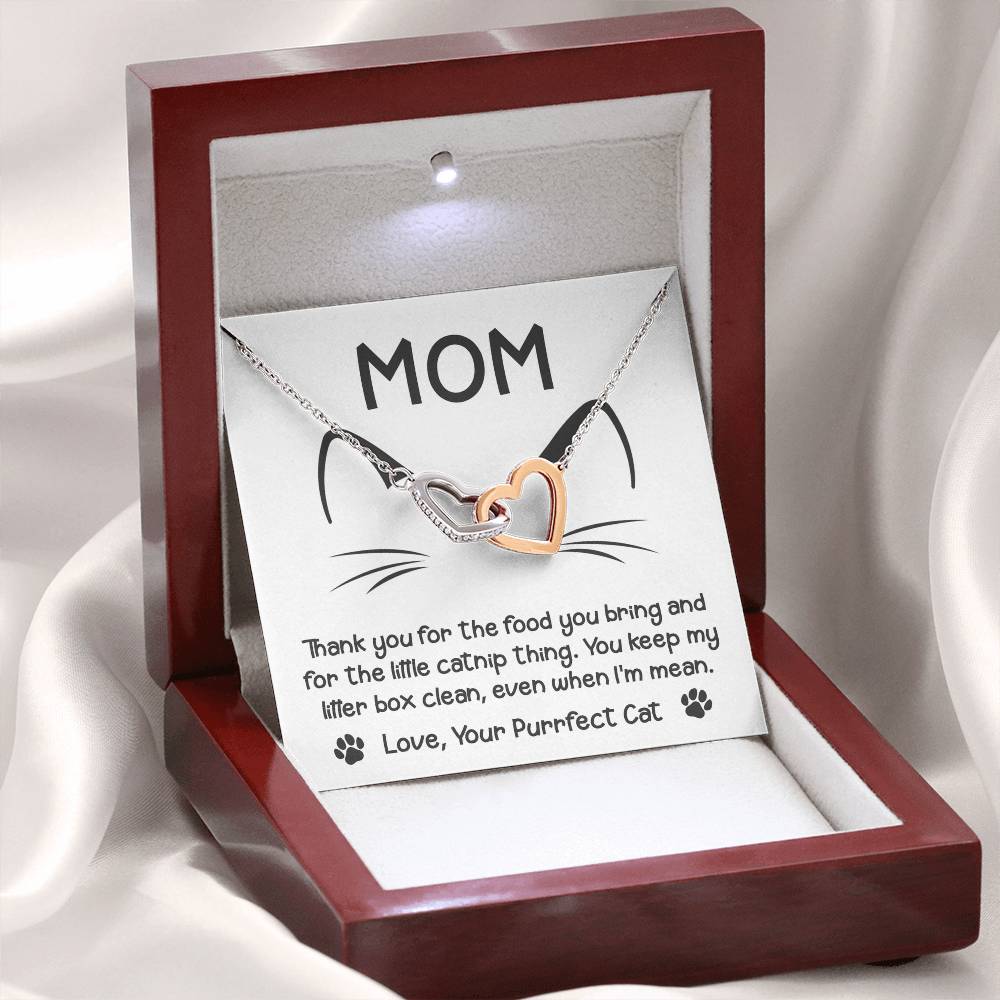 To My Purrfect Cat Mom – Interlocking Hearts Necklace from Your Feline Friend