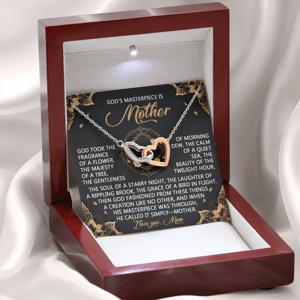 "God’s Masterpiece – Mother" Interlocking Hearts Necklace