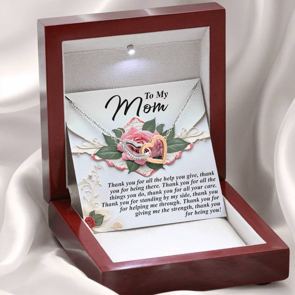 "Thank You for Being You" – Interlocking Hearts Necklace for Mom