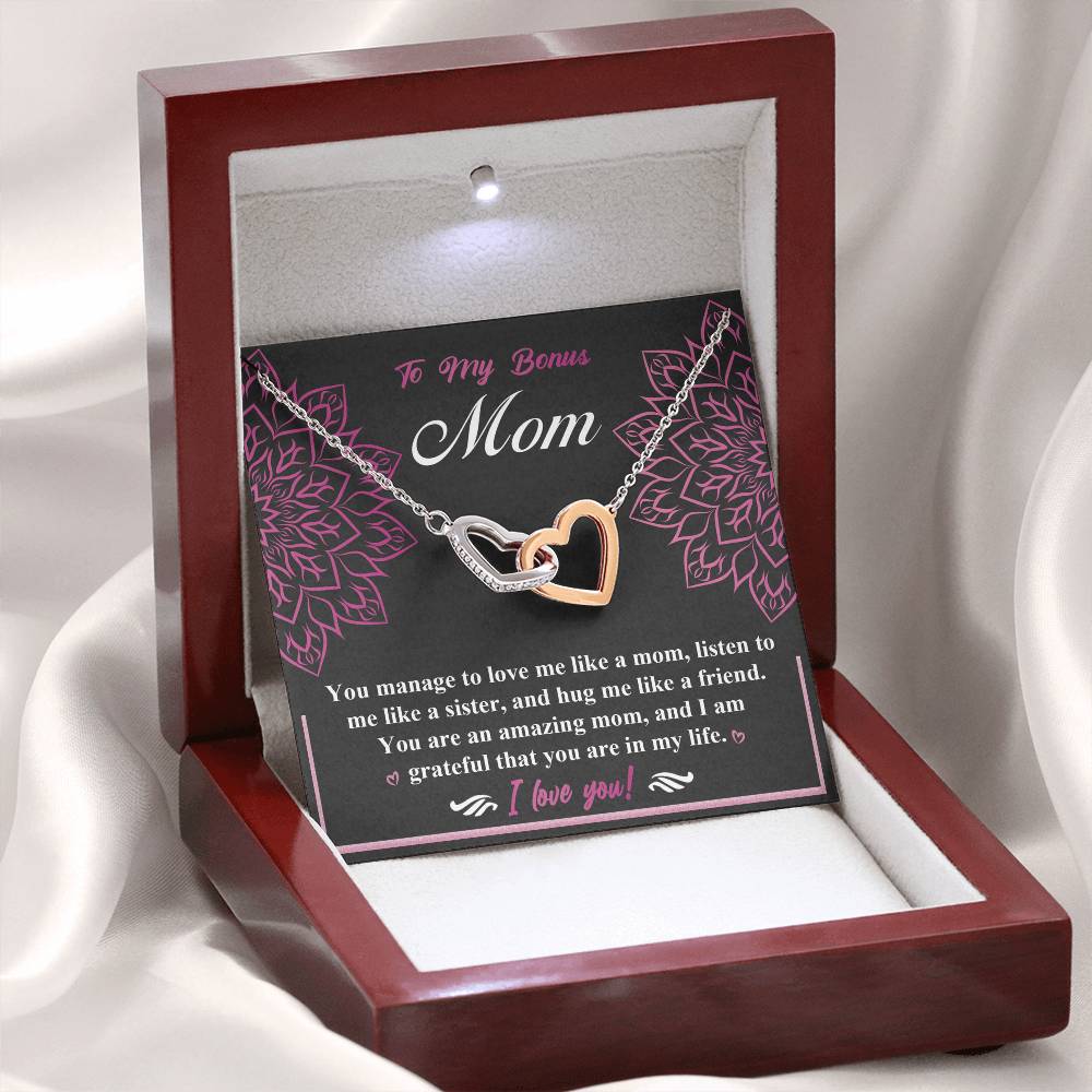 To My Bonus Mom – Interlocking Hearts Necklace