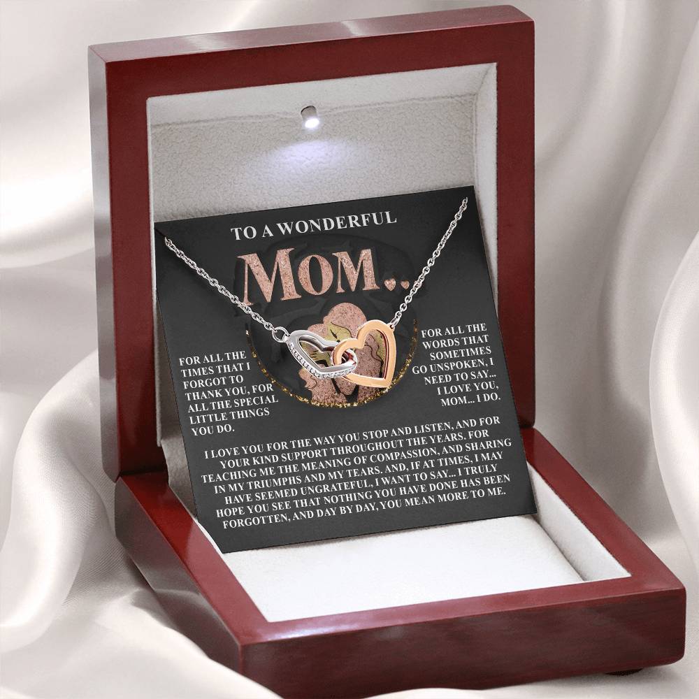 “You Mean More to Me, Mom” – Interlocking Hearts Necklace