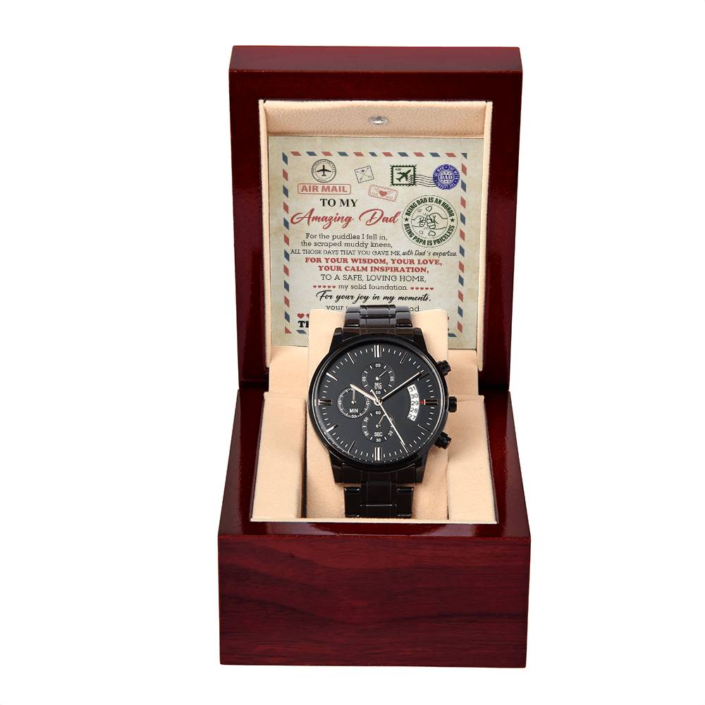 To My Amazing Dad – Black Chronograph Watch