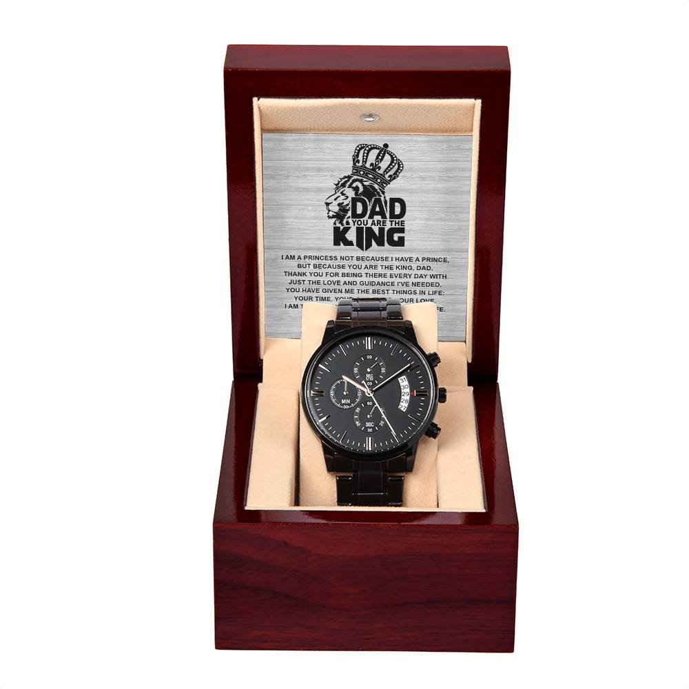 Dad, You Are the King – Black Chronograph Watch