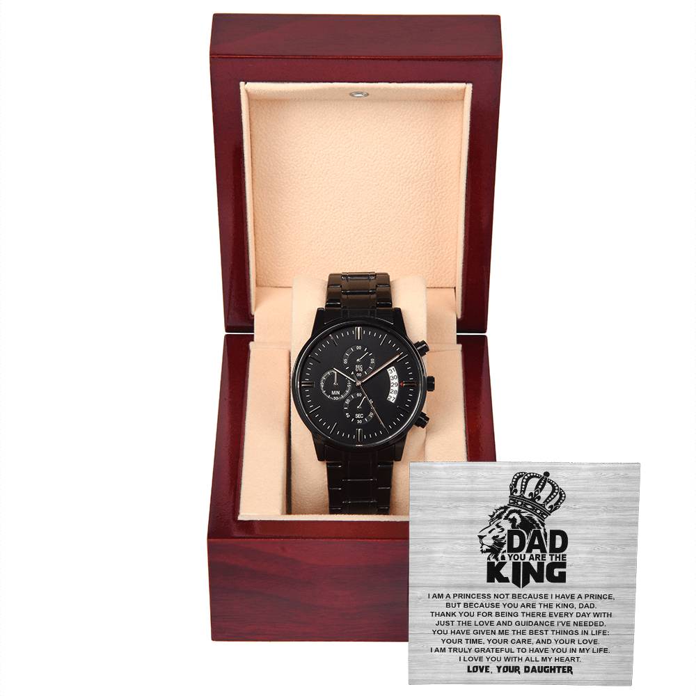 Dad, You Are the King – Black Chronograph Watch