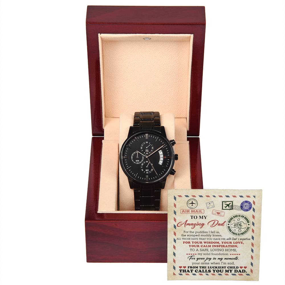 To My Amazing Dad – Black Chronograph Watch