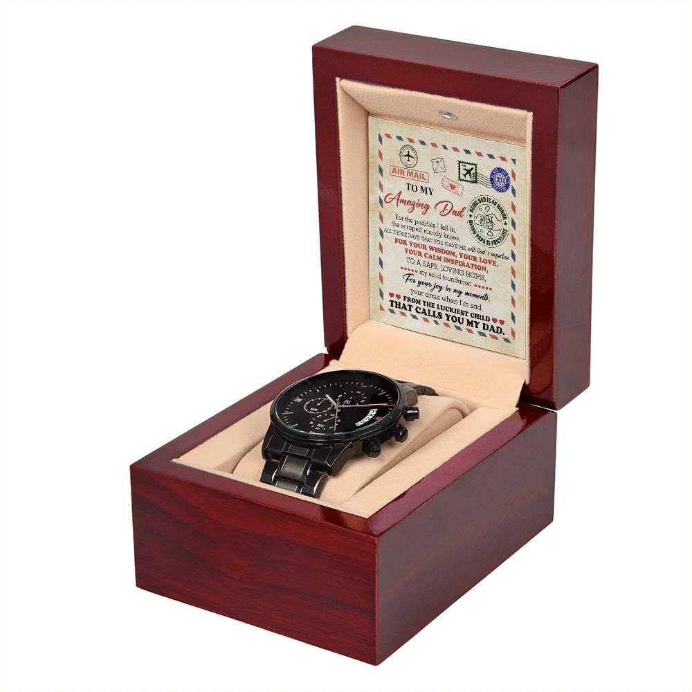 To My Amazing Dad – Black Chronograph Watch