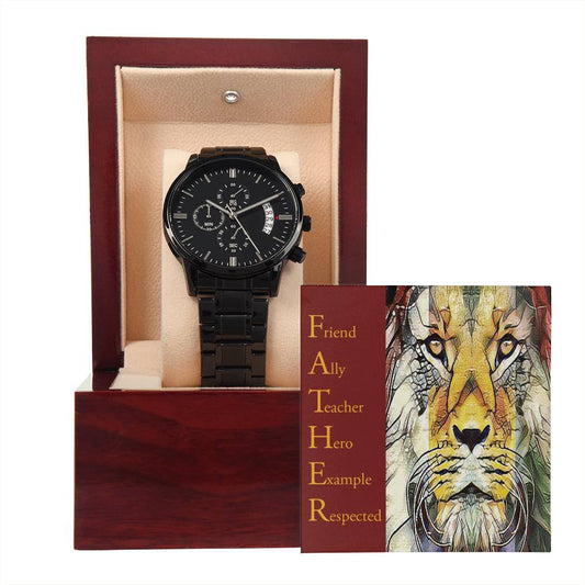 F.A.T.H.E.R. Lion Watch Gift – Black Chronograph