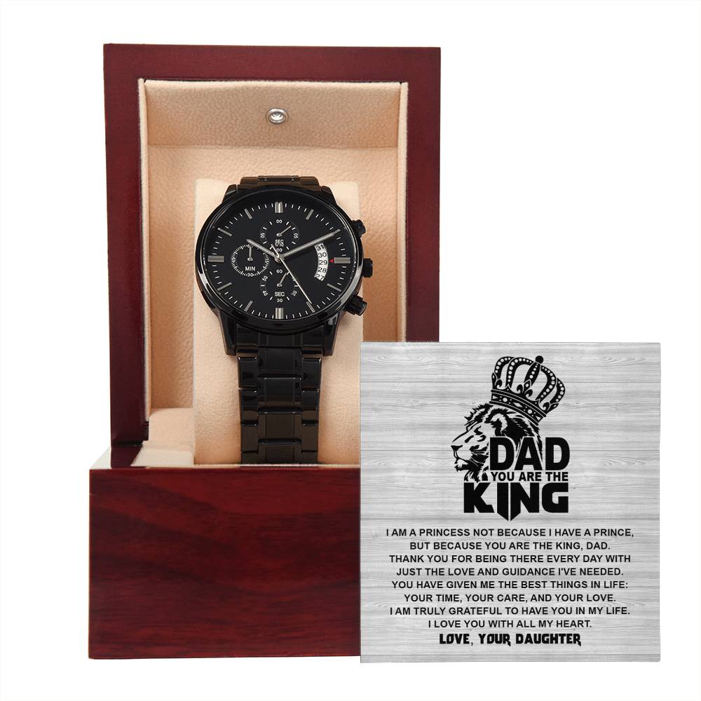 Dad, You Are the King – Black Chronograph Watch