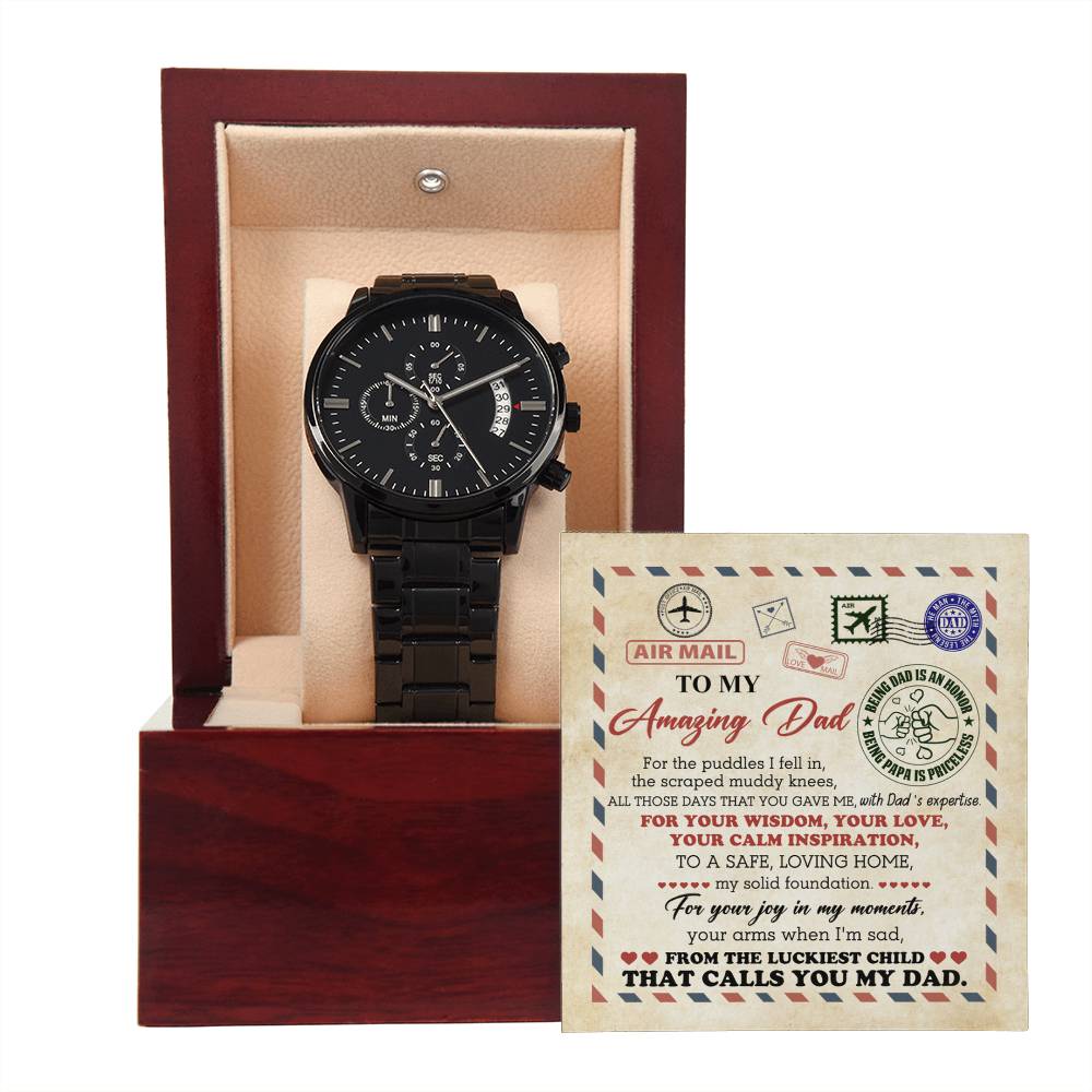 To My Amazing Dad – Black Chronograph Watch