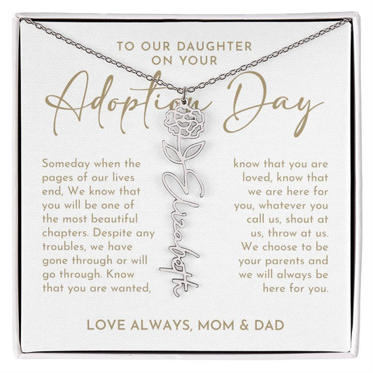 To Our Daughter On Your Adoption Day - Flower Name Necklace