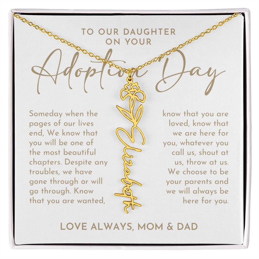 To Our Daughter On Your Adoption Day - Flower Name Necklace