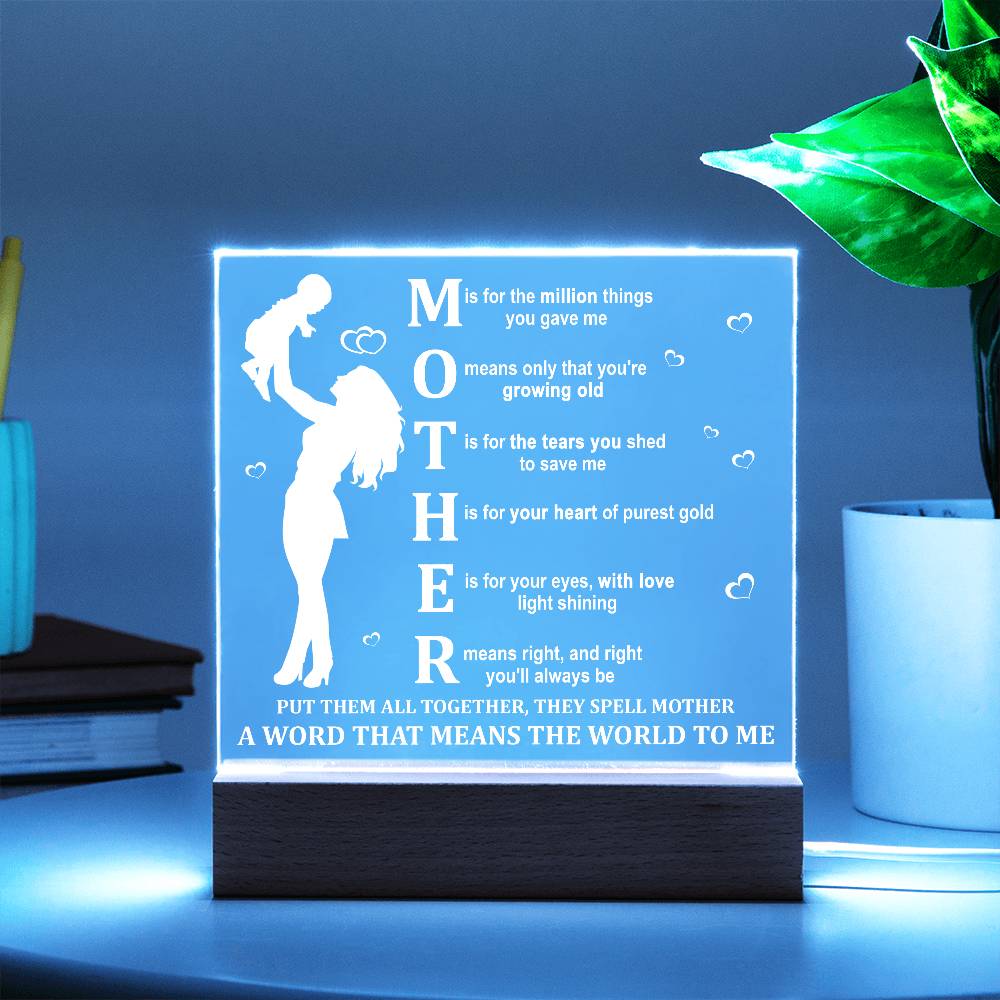 MOTHER – A Word That Means the World to Me | LED Acrylic Plaque