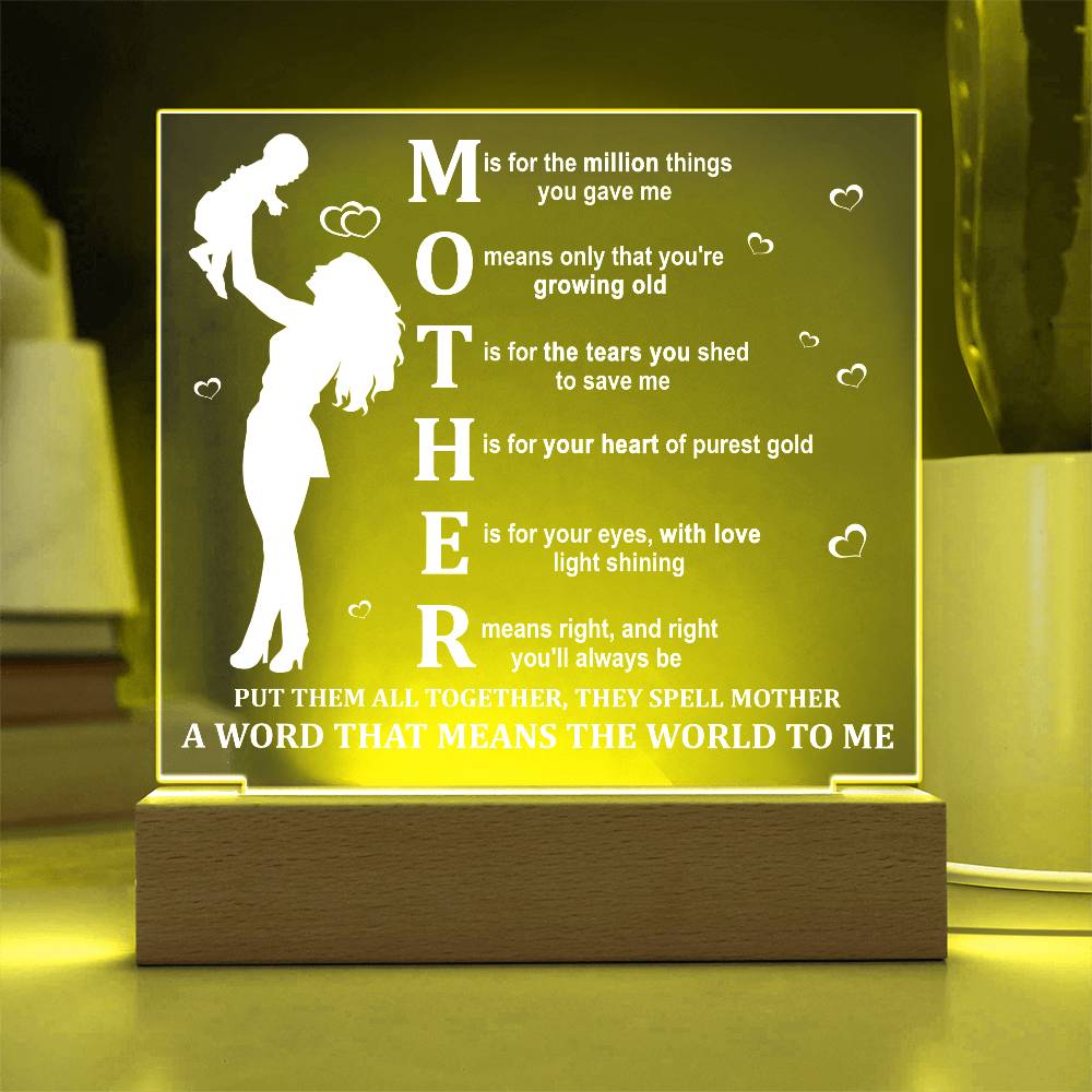 MOTHER – A Word That Means the World to Me | LED Acrylic Plaque