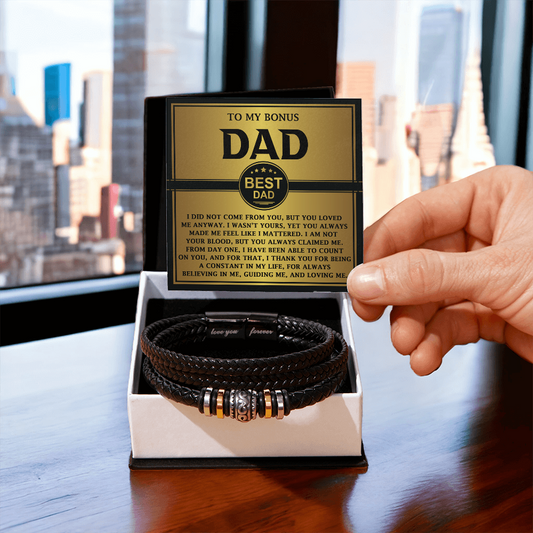 To My Bonus Dad – Heartfelt Men's Bracelet