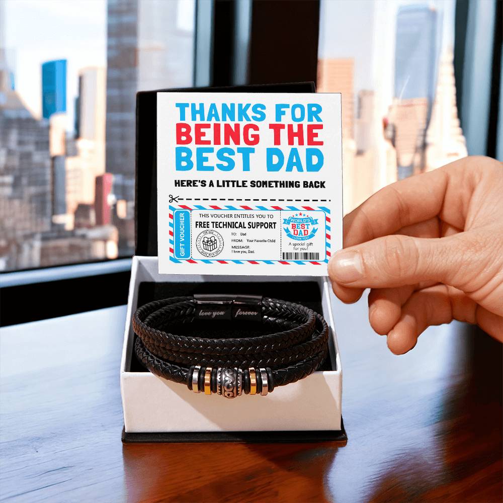 "Thanks for Being the Best Dad" – Funny Tech Support Bracelet Gift from Favorite Child