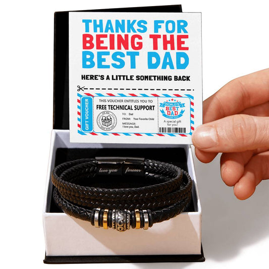 "Thanks for Being the Best Dad" – Funny Tech Support Bracelet Gift from Favorite Child