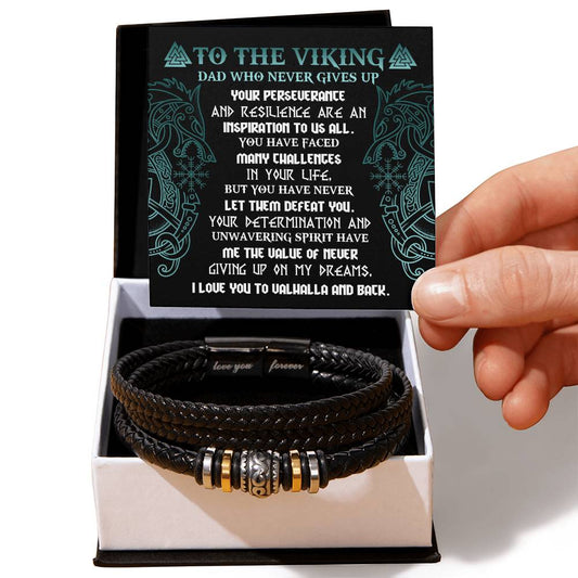 "To the Viking Dad Who Never Gives Up" – Inspirational Bracelet