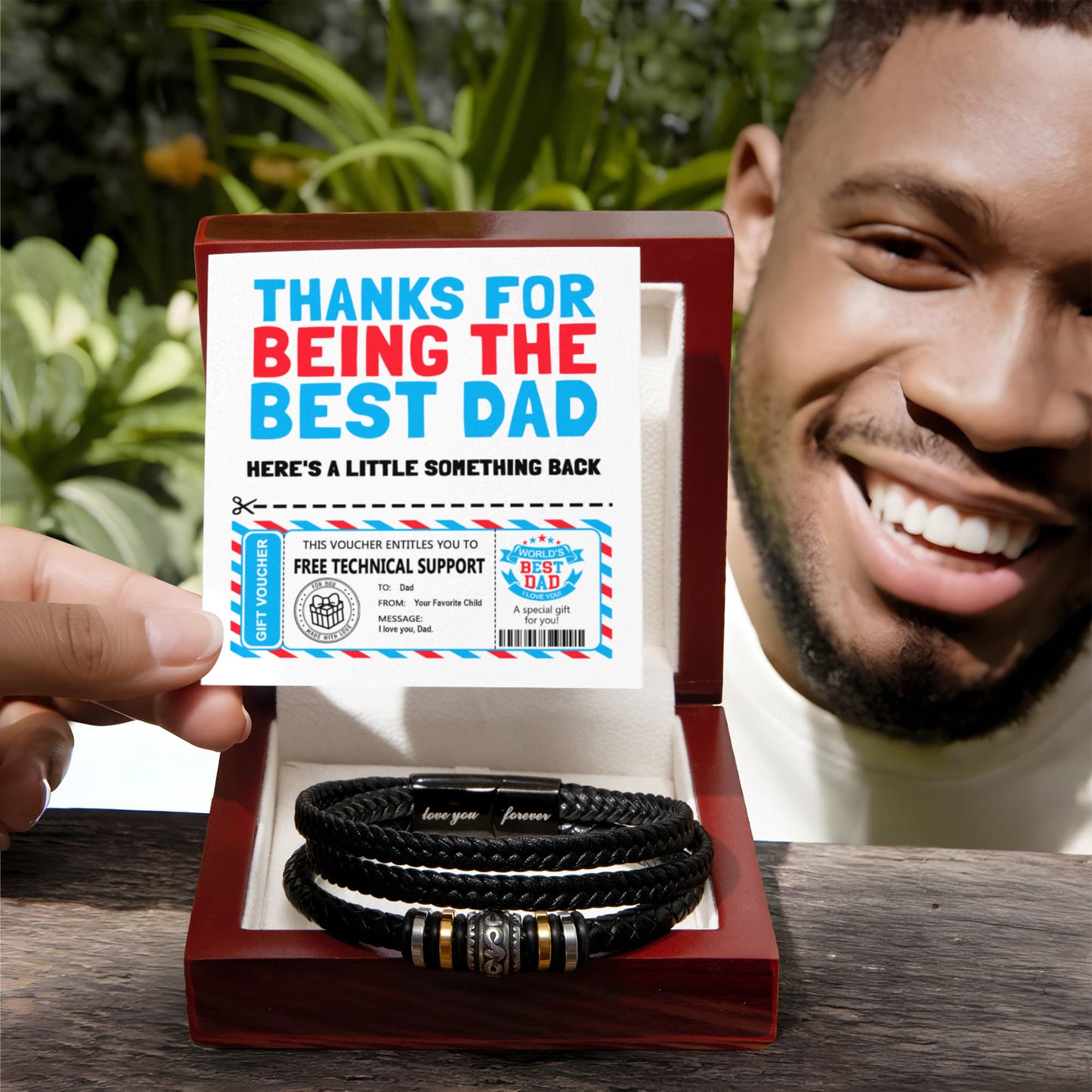 "Thanks for Being the Best Dad" – Funny Tech Support Bracelet Gift from Favorite Child