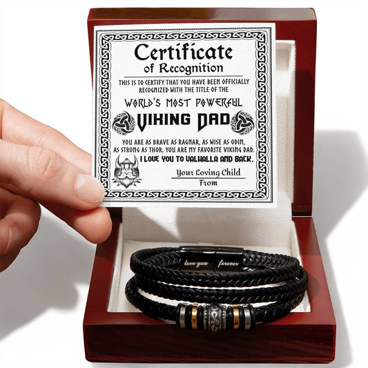 "World’s Most Powerful Viking Dad" – Norse Certificate Bracelet